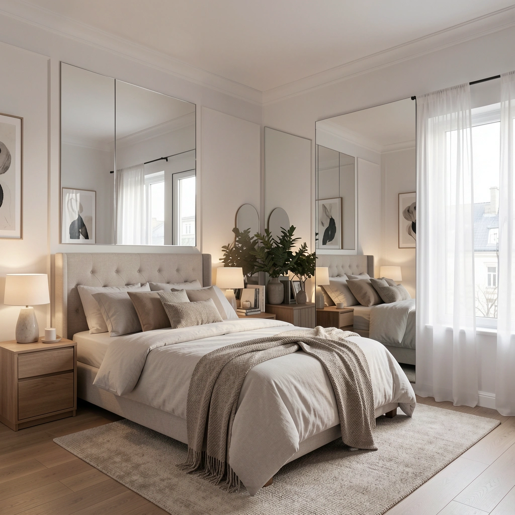 2. Use Mirrors Strategically to Double Visual Space