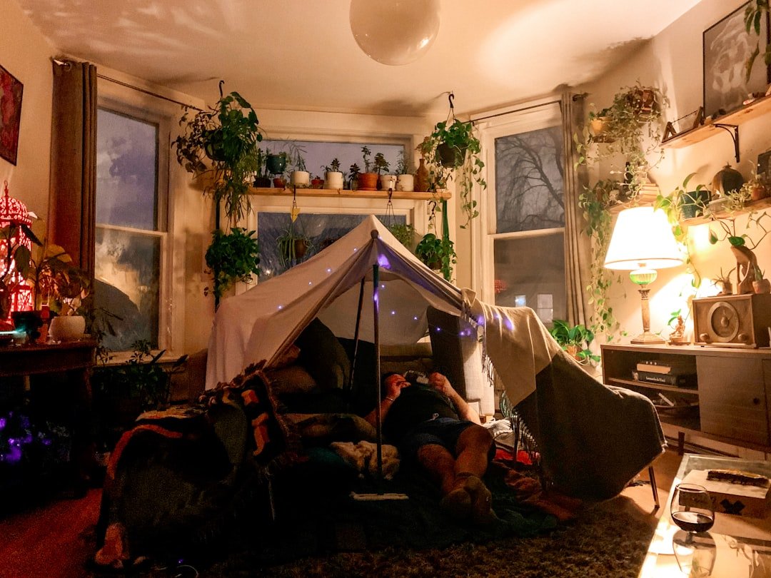 A cozy small apartment decorated for Christmas with festive renter-friendly decorations