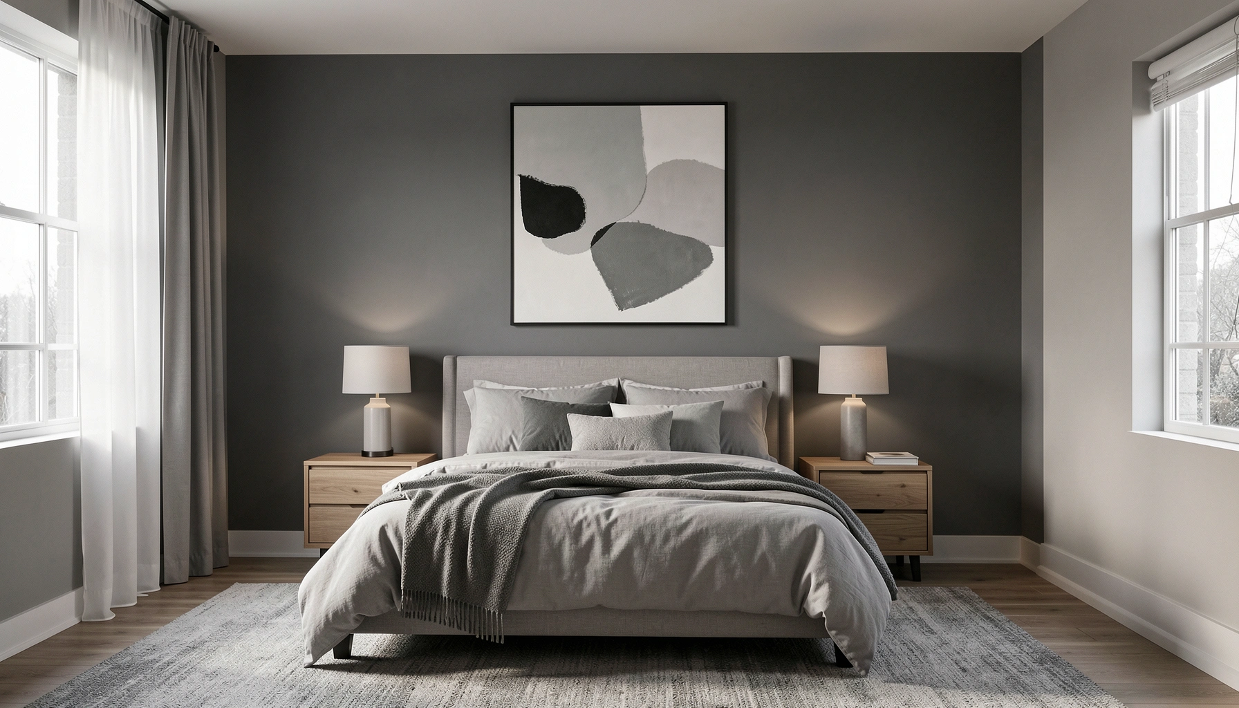 1. Go monochromatic - same tones wall to ceiling to bedding