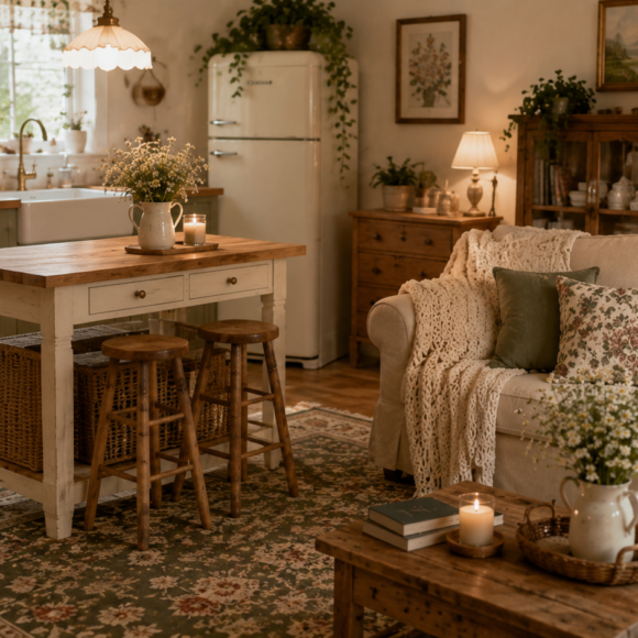 cottagecore kitchen living room ideas