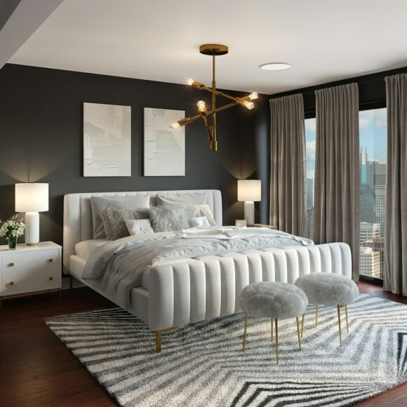 Cottagecore bedroom with vintage style and soft romantic lighting