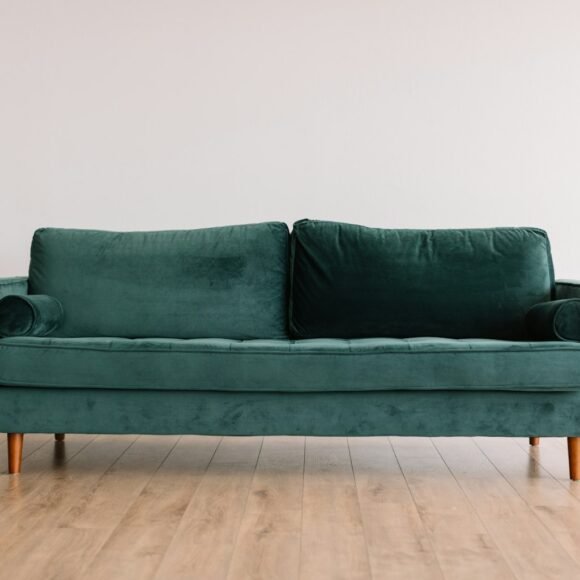 Modern living room with styled furniture and clean aesthetic