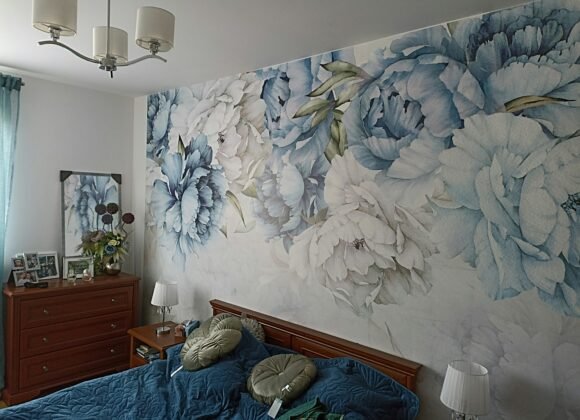 Removable Wallpaper Ideas That Transform Rentals Instantly Floral removable wallpaper on a bedroom accent wall