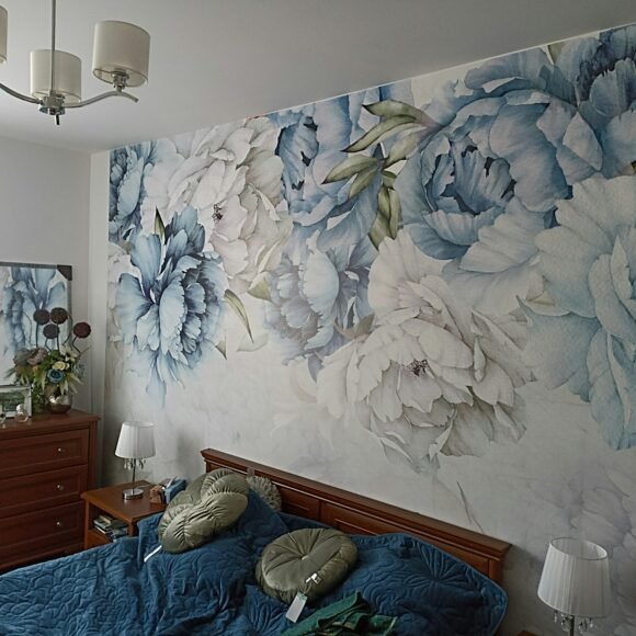 Removable Wallpaper Ideas That Transform Rentals Instantly Floral removable wallpaper on a bedroom accent wall